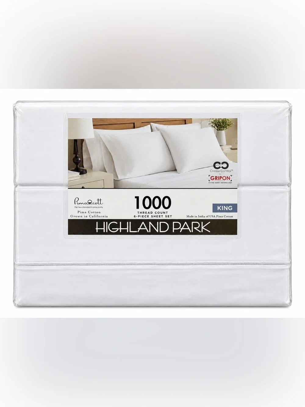 Highland Park 1000 TC Pima Cotton King 6-Piece Sheet Set White